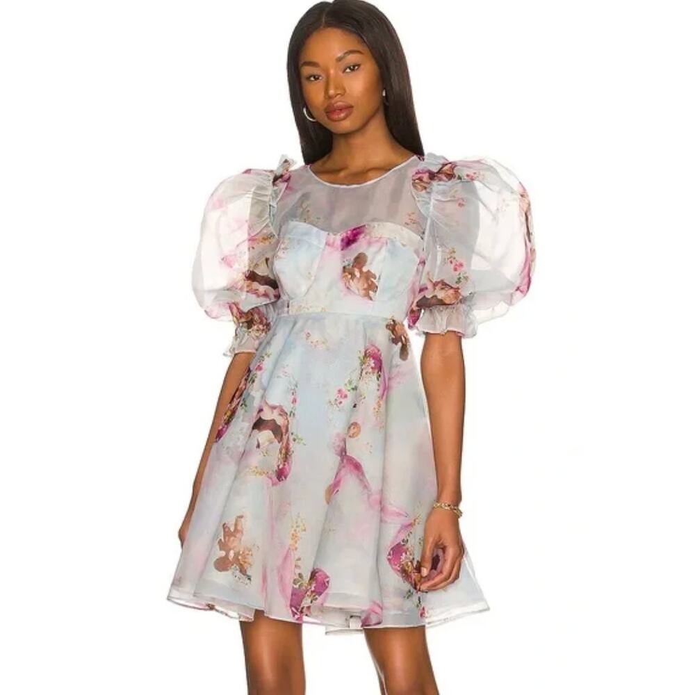 Selkie Chiffon Puff Sleeve "The Party Dress in Cupid" Medium